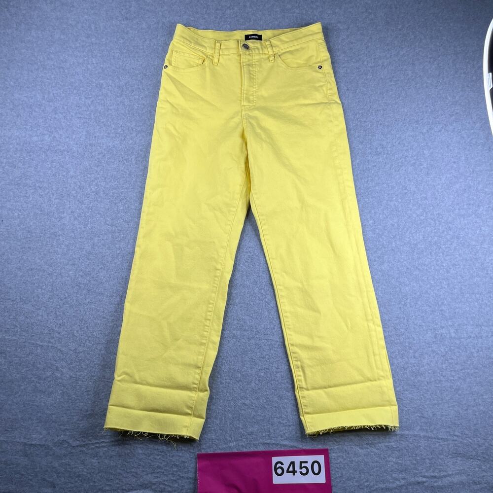 Express Yellow Jeans Womens Size 6R Straight Ankle High Rise *SEE HEM